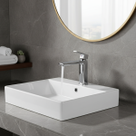 BAKALA robinet de lavabo noir/chromé, robinets d&rsquo;évier montés sur le pont, mélangeur froid et chaud pour salle de bains, robinet de grue