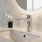 Robinet d&rsquo;eau chromé monté sur le pont, robinet de ark moderne, poignée unique, centre commercial chaud et froid