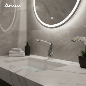 Salle de bain en laiton or rose de luxe, PLANmodern 1 trou poignée unique froid et chaud double commande simple ark chromé robinet Salle de bain en laiton or rose de luxe, PLANmodern 1 trou poignée unique froid et chaud double commande simple ark chromé robinet