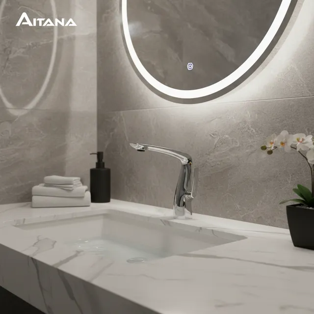 Salle de bain en laiton or rose de luxe