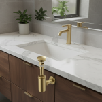 Bouchon de déchets Pop-Up pour lavabo en laiton massif, tuyau de Siphon d&rsquo;eau ouvert, piège de bouteille de vidange, accessoire de robinet de salle de bains rond