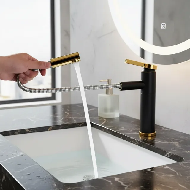 Robinet extractible pour lavabo de salle de bains