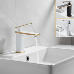 Robinet de lavabo en laiton, salle de bains en or noir, robinet de lavabo en laiton, mitigeur d&rsquo;évier, robinets de lavabo montés sur le pont, robinets de cuisine à trou unique