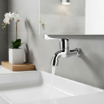 Robinet de Machine à laver, robinet d&rsquo;eau de lavabo d&rsquo;évier avec bec unique et poignée