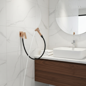 Robinet de Bidet mural en or Rose, robinet de douche de salle de bains, mélangeur froid et chaud, pistolet de pulvérisation portatif, grue de lavabo