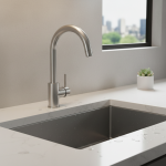 Robinet de lavabo en acier inoxydable, robinet d&rsquo;évier, mitigeur froid et chaud, 2 trous, poignée unique, robinet monté sur le pont