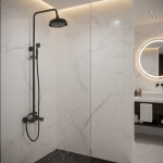 HORainfall-Pommeau de douche en laiton noir, poignée pour touristes, ensemble de douche de bain, système avec douchette, 8 po