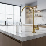 Purificateur d&rsquo;eau de cuisine en acier inoxydable 304, système de filtration d&rsquo;eau potable par osmose brossée, or, 1 po, 4 po