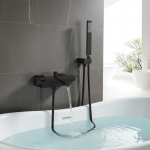 Ensemble de douche cascade noire avec poignée, robinet de centre commercial, douche à main, baignoire pour touristes