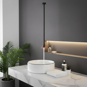 Robinet de lavabo à capteur noir intelligent, salle de bains, goutte d&rsquo;eau suspendue, lavabo à Induction mural, robinet d&rsquo;évier, personnalisation de robinet d&rsquo;hôtel