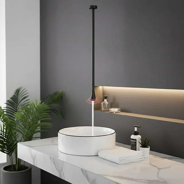 Robinet de lavabo à capteur noir intelligent