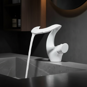 Robinets d&rsquo;évier de centre commercial en laiton froid et chaud, trou unique monté sur le pont, blanc, noir Torneira Banheiro