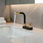 Robinet de lavabo en aluminium, espace, eau chaude et froide, Double trou, pont à trois trous, Installation i, robinet de lavabo rotatif à 360 degrés, 1 pièce