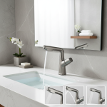 Robinet d&rsquo;évier de salle de bains, pulvérisateur à jet de levage vers le bas, mélangeur d&rsquo;évier d&rsquo;eau chaude et froide, robinet de lavage pour salle de bains 360 °   Taraud de rotation de degrés