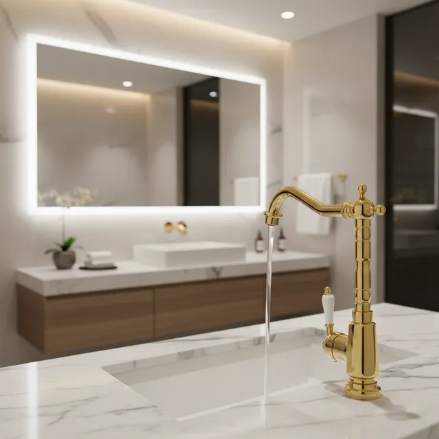 Robinet de lavabo en or