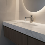 Robinet de lavabo, mitigeur de bain, grand robinet d&rsquo;évier de salle de bains en laiton chromé gris avec poignée unique, eau chaude et froide à la mode