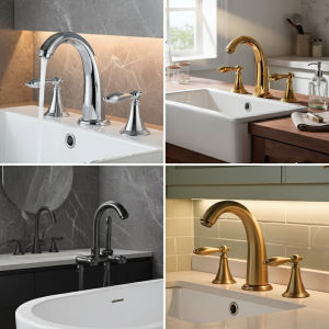 Robinets de centre commercial vintage montés sur pont, robinet de baignoire froid et chaud, contrôle des touristes, 3 trous Robinets de centre commercial vintage montés sur pont, robinet de baignoire froid et chaud, contrôle des touristes, 3 trous