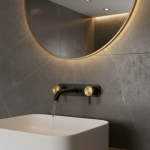 Évier Mural à Double Levier en Laiton, Ensemble de Robinets Polis, Eau Chaude et Froide, Bassin, Centre Commercial, Or Brossé, Noir