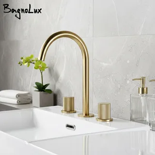 Robinet de lavabo en or brossé