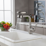 Mise à niveau du robinet en acier inoxydable, pulvérisateur à jet d&rsquo;eau chaude et froide, mitigeur d&rsquo;évier 360 °   Rotation multifonction 4 modes pour lavabo