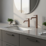 Robinet d&rsquo;évier sculpté en or rose brossé, robinet d&rsquo;eau de grue, chaud et froid, gris