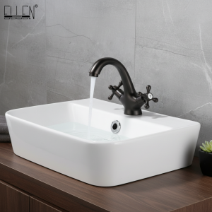 Robinet Antique grue d’eau chaude et froide Bronze brossé robinet d’évier noir salle de bains cygne Vintage bassin évier mitigeur grue 7422 Robinet Antique grue d’eau chaude et froide Bronze brossé robinet d’évier noir salle de bains cygne Vintage bassin évier mitigeur grue 7422