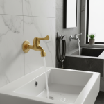 Robinet d&rsquo;eau froide de lavabo mural de salle de bains en laiton, poignée de levier, tuyau d&rsquo;arrosage extérieur, robinet d&rsquo;évier de vadrouille, Chrome brossé or