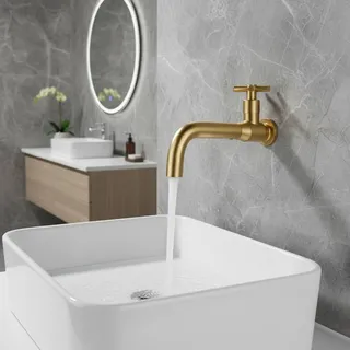 Robinet d'eau froide simple mural en acier inoxydable