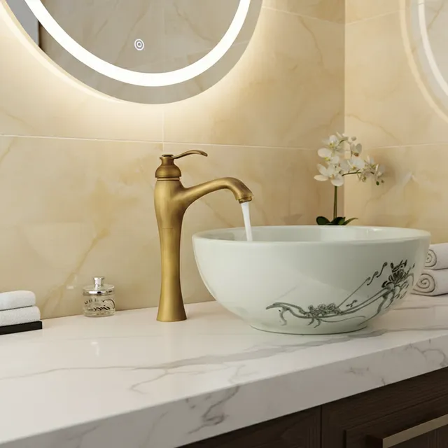 Robinet de lavabo de salle de bains monotrou en laiton…