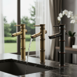 Robinet de centre commercial chaud et froid, robinet de cascade, laiton antique, bronze, finition noire, haute qualité, HOBasin