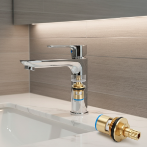 Valves de robinet de remplacement en céramique et laiton, cartouche universelle 1/2 pièces avec noyau de Valve tout en cuivre, anti-fuite pour robinets de salle de bains