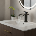 Bassin Cascade en Verre F/05, Robinets HOSink, Chaud et Froid, Grue de Centre Commercial, Trou Unique, Monté sur Pont, Poignée Unique