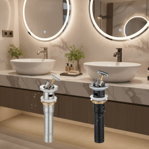 Évier de lavabo de salle de bains en acier inoxydable, Drain Pop-Up avec bouchon de déchets de débordement, accessoire de robinet de salle de bains, filtre de vidange d&rsquo;évier