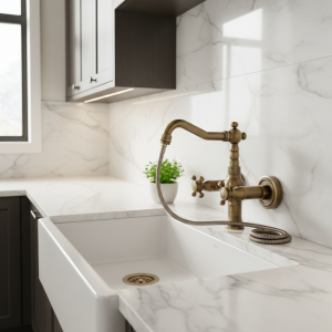 Robinet de cuisine mural en laiton antique avec tuyau de remorquage, bec à percussion à poignée pour touristes, robinet d’eau chaude et froide, bassin F/05 et ets Robinet de cuisine mural en laiton antique avec tuyau de remorquage, bec à percussion à poignée pour touristes, robinet d’eau chaude et froide, bassin F/05 et ets