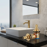 Valves de robinet de remplacement, cartouche à disque en céramique et laiton avec corps en cuivre épais, Valve de robinet Durable pour accessoires de salle de bains