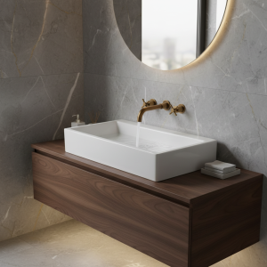 Robinet de lavabo en laiton de style vintage antique marron, robinet à double poignée, mitigeur mural pour lavabo de salle de bain, robinet de lavage chaud et froid