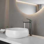 Tianview-Lavabo à poser en acier inoxydable, gris odor, tête de ark salle de bain, chaud et froid, noir