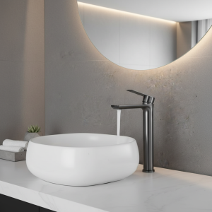 Tianview-Lavabo à poser en acier inoxydable, gris odor, tête de ark salle de bain, chaud et froid, noir Tianview-Lavabo à poser en acier inoxydable, gris odor, tête de ark salle de bain, chaud et froid, noir