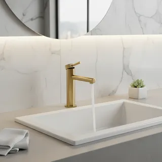 Robinet de lavabo en or brossé