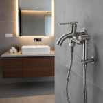 Robinet de salle de bains en acier inoxydable, Kit de nettoyage de toilettes, pulvérisateur de tuyau de toilette, Double robinet domestique, accessoires de salle de bains