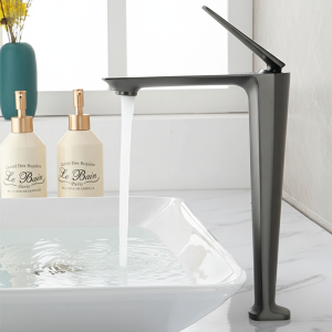 Robinet d&rsquo;évier de lavabo cascade, robinet de lavage de salle de bains froide et chaude, poignée unique, trou d&rsquo;égout, beau mitigeur d&rsquo;évier d&rsquo;eau en Arc