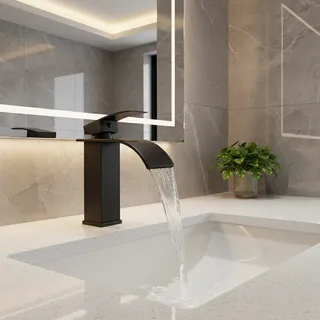 Mitigeur lavabo monocommande contemporain colonne carrée bec cascade…