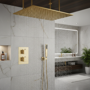 HOShower-Douchette avec support, plafond de luxe, pommeau de douche, vanne thermostatique intégrée, centre commercial, 40x80cm HOShower-Douchette avec support, plafond de luxe, pommeau de douche, vanne thermostatique intégrée, centre commercial, 40x80cm