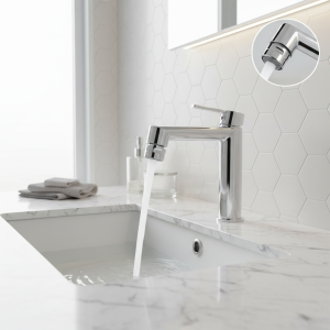 Aérateur de robinet d&rsquo;évier pivotant en laiton chromé 12/14/16/18/20/22/24, buse de robinet allongée à deux modes pour lavabo 360 °   Rotatif