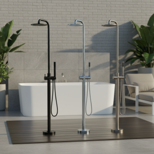 Douche à effet pluie extérieure, baignoire HOBath sur pied, robinet de centre commercial, poignée unique, douche de bain surélevée, nouvel arrivage