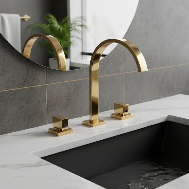 Robinet de lavabo de salle de bains doré noir