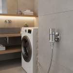 Robinets de Machine à laver en acier inoxydable, avec Valve d&rsquo;arrêt d&rsquo;eau G1/2, robinet mural froid unique, accessoires de salle de bains