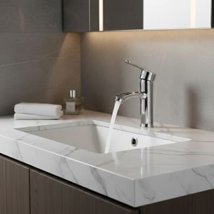 Robinet de lavabo chromé, robinet d&rsquo;évier monté sur le pont, poignée unique, mélangeur d&rsquo;eau froide et chaude à trou unique, robinets de lavabo de salle de bains