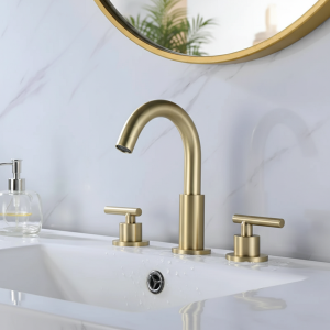 Robinet de lavabo à double poignées froides et chaudes, salle de bains haut de gamme, corps en laiton, bobine en cuivre avec tuyau d&rsquo;installation durable