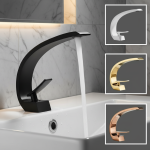 Robinet de salle de bains, robinet de lavabo de salle de bains blanc or Rose, mitigeur d&rsquo;eau froide et chaude, robinet d&rsquo;évier monté sur le pont, robinet noir